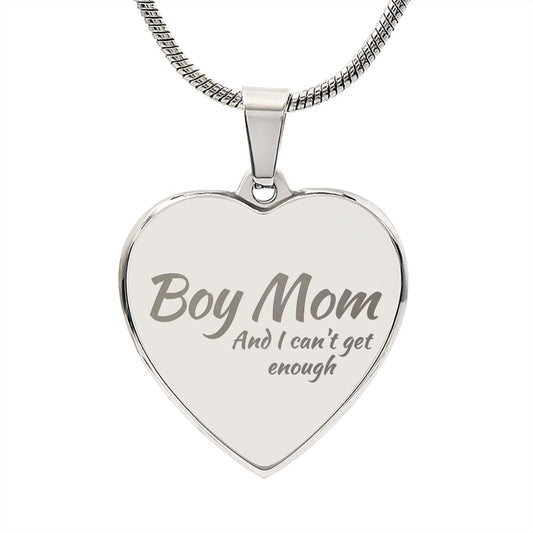Engraved Boy Mom Heart Necklace