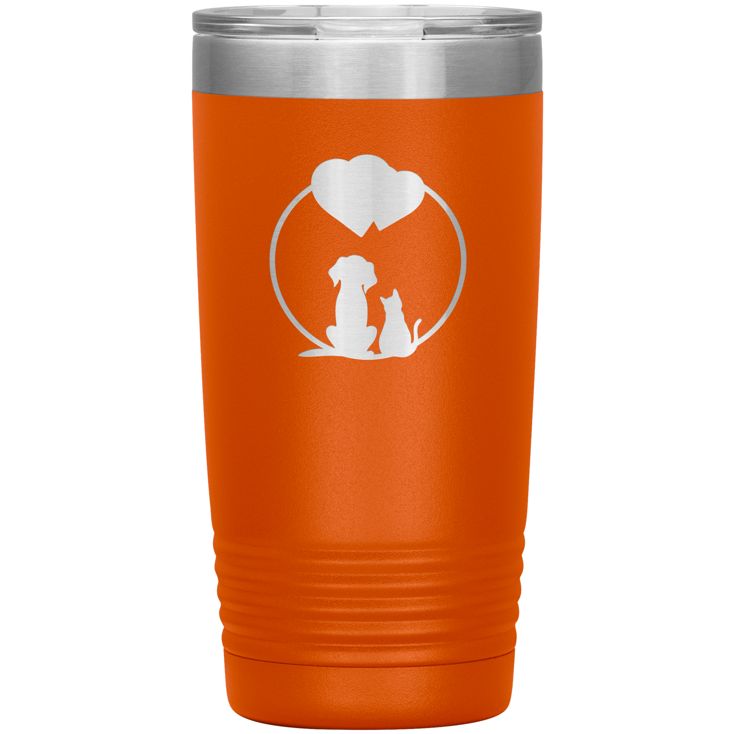 Dog and Cat Under Hearts Tumbler🧡